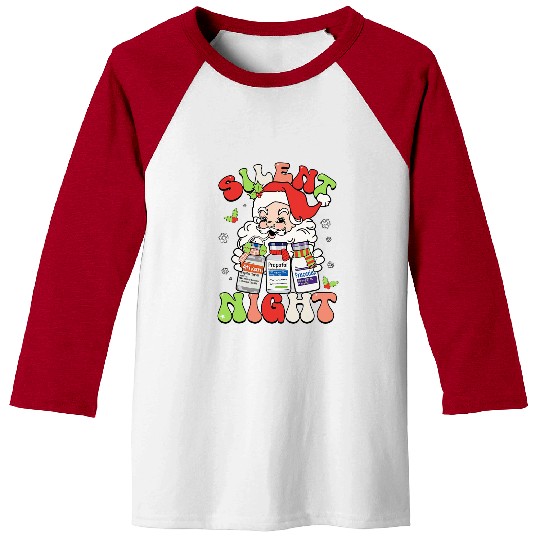 nurses Job Silent Night Christmas nurses Santa Helpers Anesthesiologist Baseball Tees