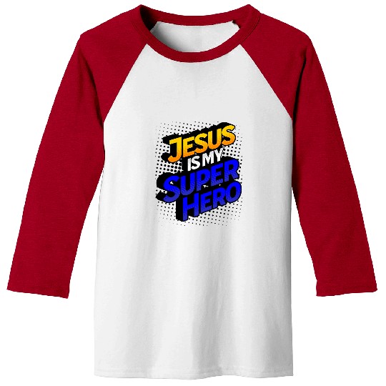 Book Fun Jesus Is My Superhero Comic Book Christian Baseball Tees