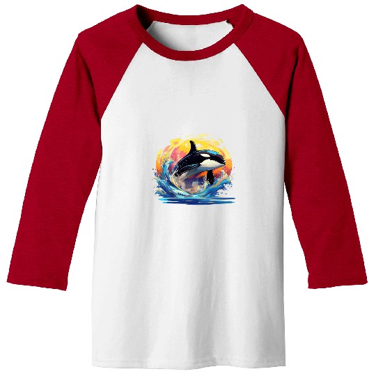 Whale Pet Orca Killer Whale Sea Animals Lover Colorful Splash Art Baseball Tees