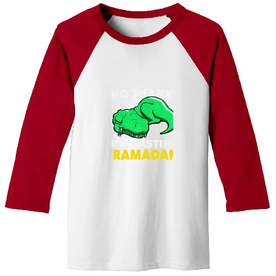 Dinosaur Pet Kids No Thanks Im Fasting Ramadan Cute T rexs Ramadan For Kids Baseball Tees