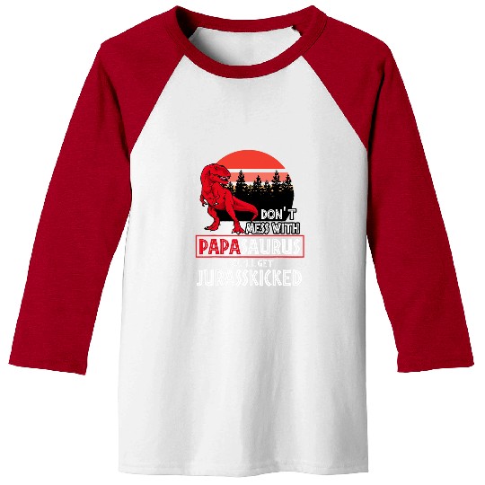 Dinosaur Pet Retro Papasaurus Sunset Trex Fan Dinosaur Lover Jurasskicked Baseball Tees