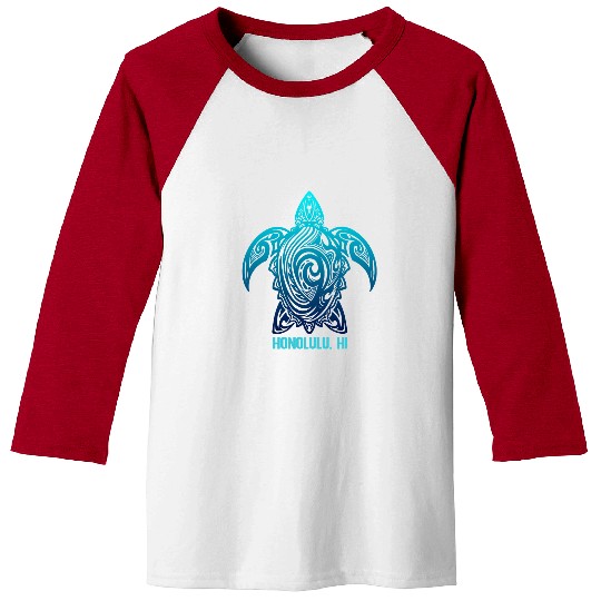Turtle Pet Honolulu Hawaii Tribal Turtle Hawaiian Surfer Scuba Diving Baseball Tees