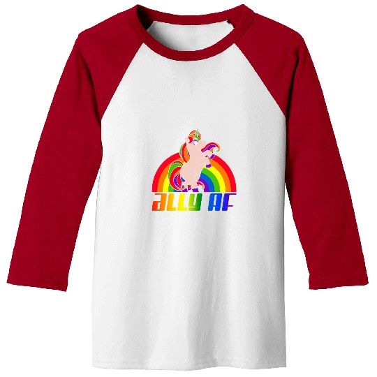 Unicorn Pet Proud Straight Ally AF Rainbow Unicorn Gay Pride LGBTQ Baseball Tees