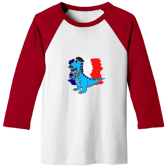 Dinosaur Pet Bastille Day Happy 14th July Dinosaur French TRex Funny Baseball Tees