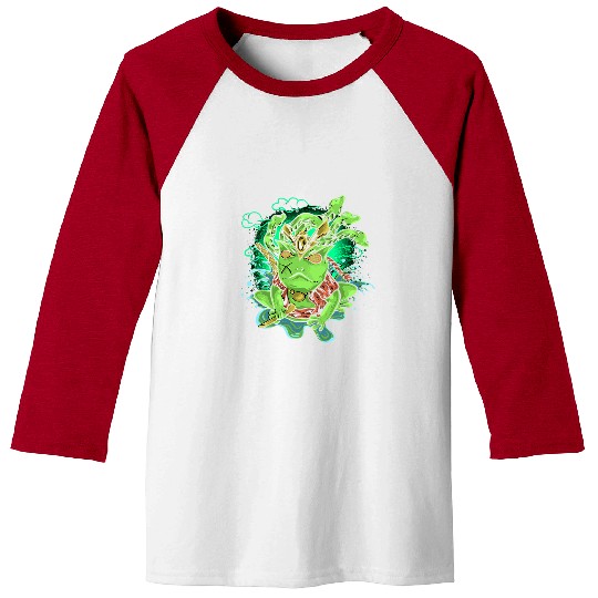 Frog Pet Japanese Green Frog Ninja Samurai Katana swords Baseball Tees
