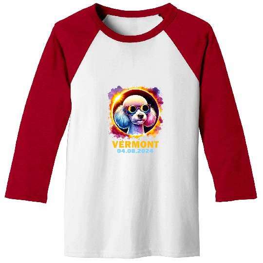 Poodle Pet Vermont Total Solar Eclipse 2024 Poodle Dog Colorful Baseball Tees