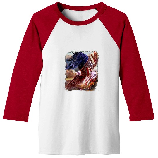 Horse Pet American Flag 4th July Independence Eagle 164 Baseball Tees