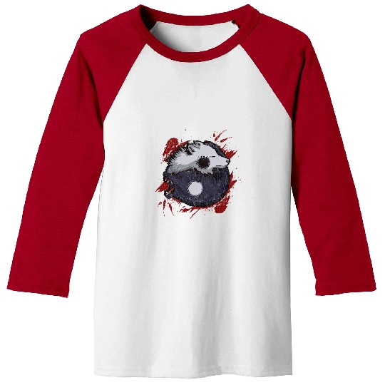 Coyote Mammal Ying Yang wolfs Japanese wolfs Art Theme Grunge Style Baseball Tees