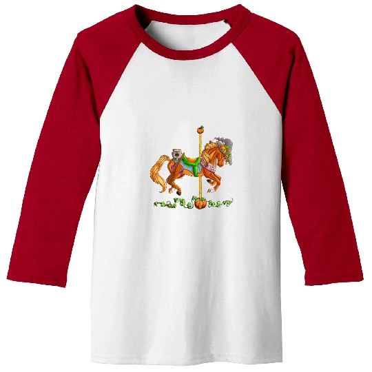 Horse Pet Samhain Halloween Carousel Horse Baseball Tees
