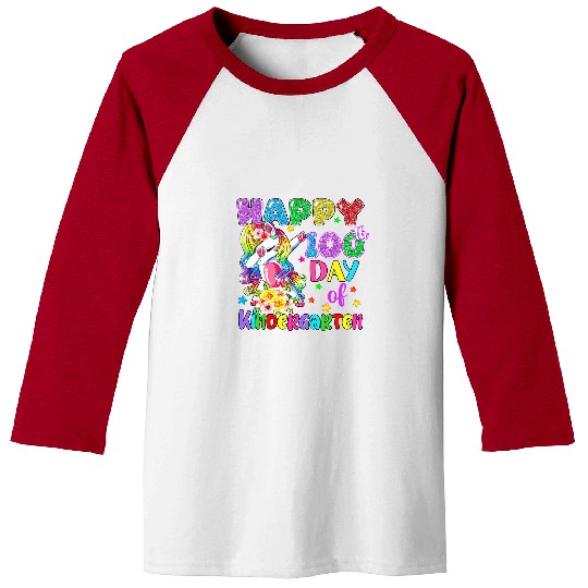 Unicorn Pet  Unicorn 100 Days Of Kindergarten 100th Day Kids Girl Baseball Tees