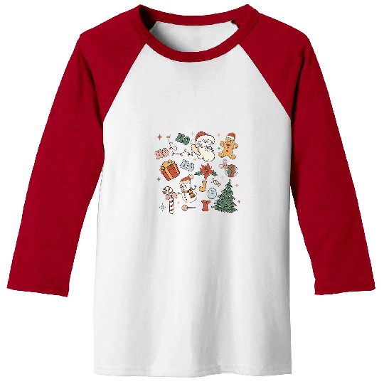 Lemur Pet Retro Ho Ho Ho Christmas Santa Group Lemur 2 Baseball Tees