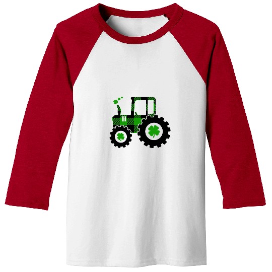 Tractor Fun driving St Patricks Day Flannel Green Plaid Baseball Tees