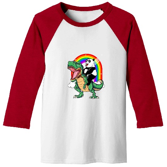 Dinosaur Pet Bear Panda Riding Dinosaur T rexs Funny Panda Tyrannosaurus Baseball Tees