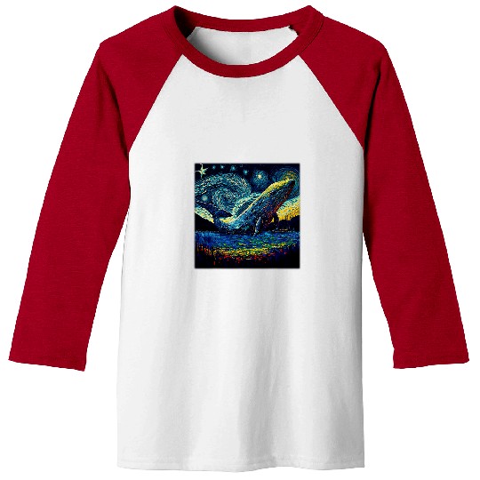 Whale Pet Surrealism Starry Night Baseball Tees
