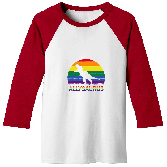 Dinosaur Pet LGBT Allysaurus Rainbow Dinosaur LGBT LGBTQ Gay Lesbian Pride Baseball Tees