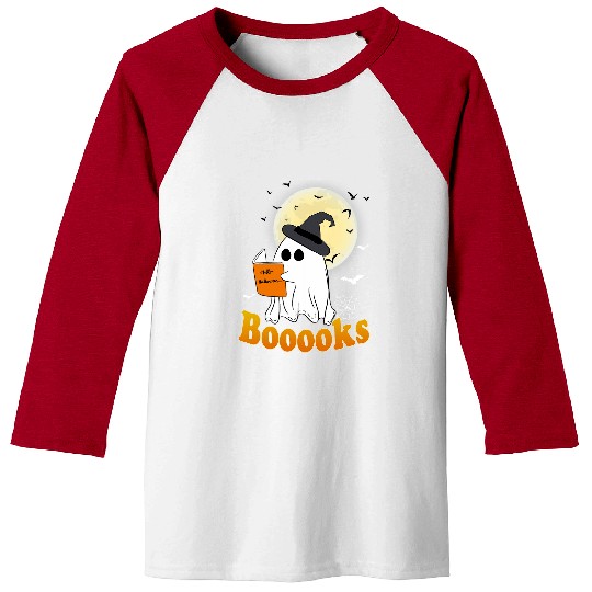Book Fun halloween booooks ghosts boo read books teachers librarian Baseball Tees