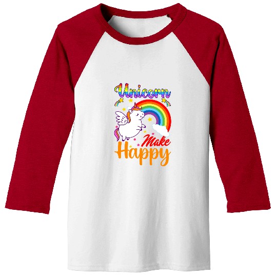 Unicorn Pet Rainbow Kawaii Anime Unicorn Make Me Happy Baseball Tees