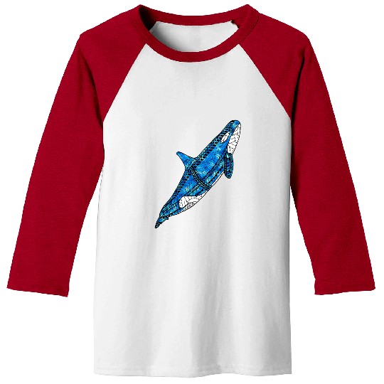 Whale Pet Tribal Polynesian Orca Killer Whale Tattoo Style Baseball Tees