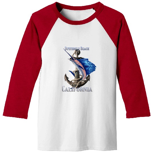 Fishing Fun Butterfly Beach californias swordsfish Marlin Ocean Fishing Baseball Tees