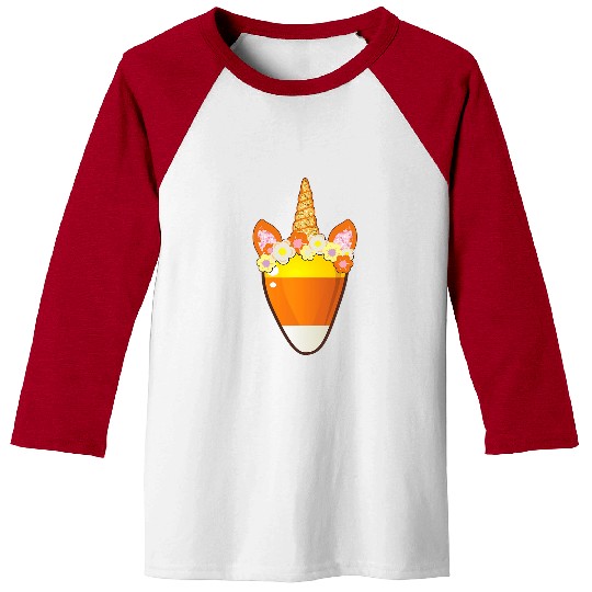 Unicorn Pet candy corn halloween costume trick or treat party Baseball Tees