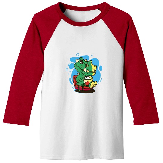 Dinosaur Pet Cinema Themed Dinosaur TRex Popcorn Baseball Tees