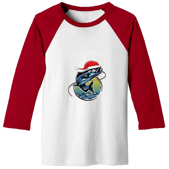 Fishing Fun merry fishmas funny christmas santa claus fishing tee Baseball Tees