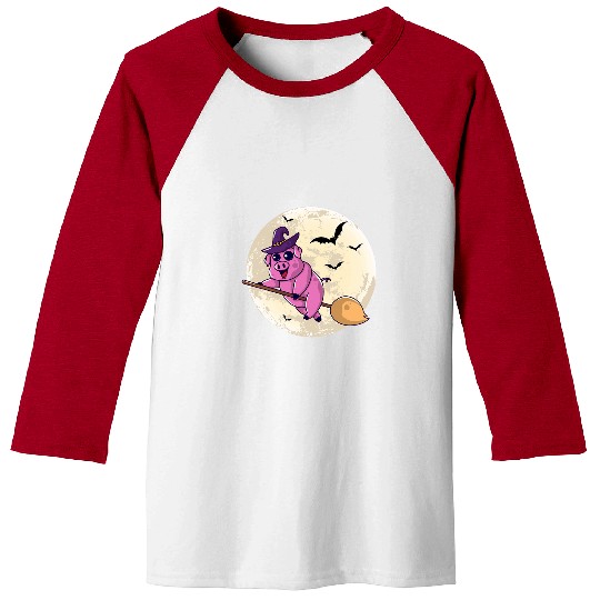 Pig Pet Halloween Full Moon Graveyard Spooky Pig Witch Night Kids Baseball Tees