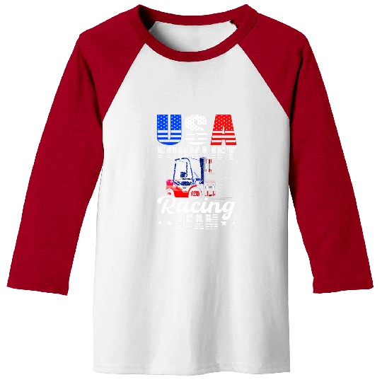 Forklift Fun USA Forklift Operator Racing Team Warehouse Worker Baseball Tees