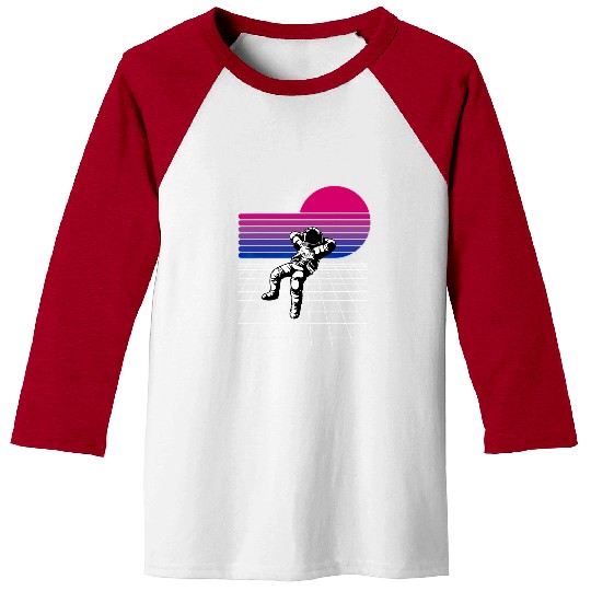 Astronaut Job Bi Pride Rainbow Astronaut Moon Retro 80s Grid LGBTQ Baseball Tees