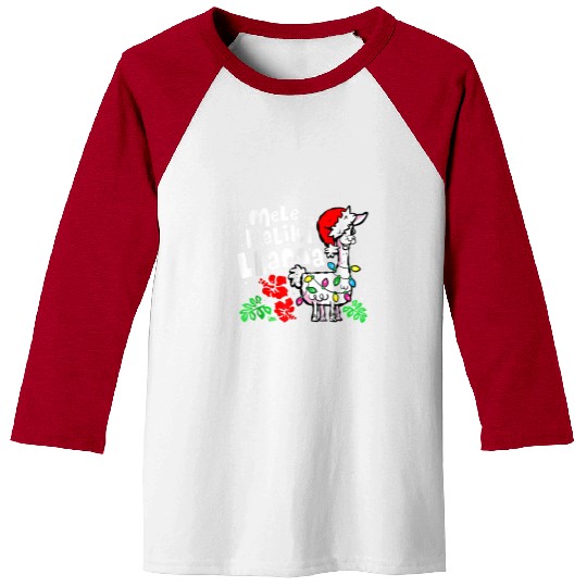 Llama Pet mele kalikimaka hawaiian llama christmas lights xmass Baseball Tees