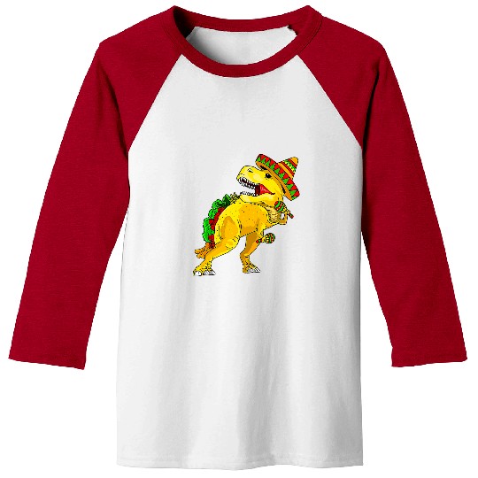 Dinosaur Pet Cinco De Mayo Tyrannosaurus rexs Tacosaurus Baseball Tees