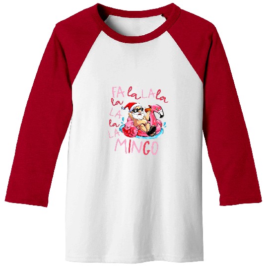 Flamingo Pet Fa La La Mingo Funny Santa Flamingo Float Tropical Christmas 080 Baseball Tees