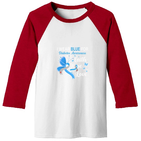 diabetess Ribbon I Wear Blue For diabetess Awareness Butterfly Faith Hope Love Baseball Tees