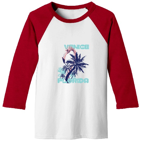 Flamingo Pet Florida Venice Palm trees Vacation Ocean Baseball Tees