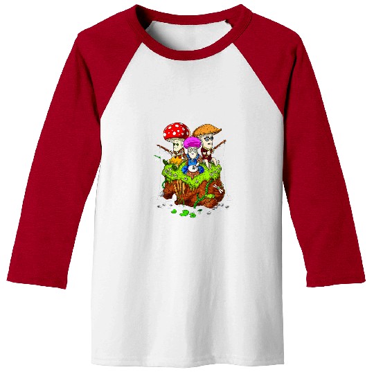 Fishing Fun Mushroom Gift Hippie Mushrooms Fishing Forest Fungi Foraging Mycology Baseball Tees