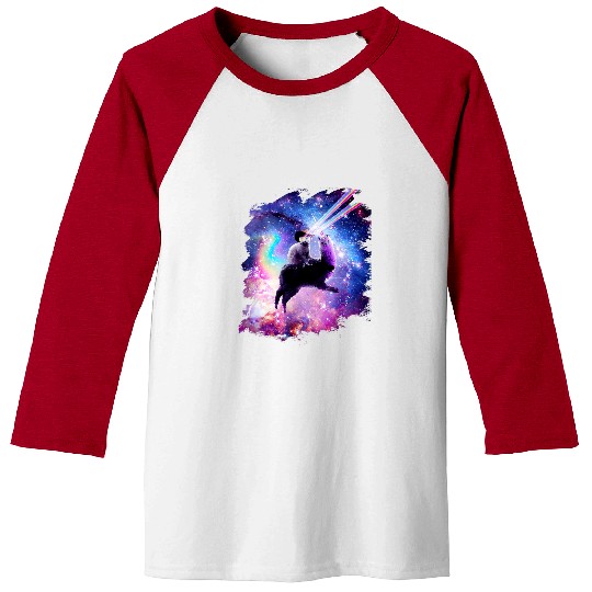 Llama Pet Laser Eyes Outer Space Cat Riding on Llama Unicorns 9 Baseball Tees