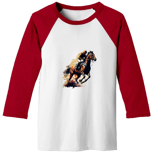 Horse Pet Brown Blaze 2Horse and Jockey Racing Baseball Tees