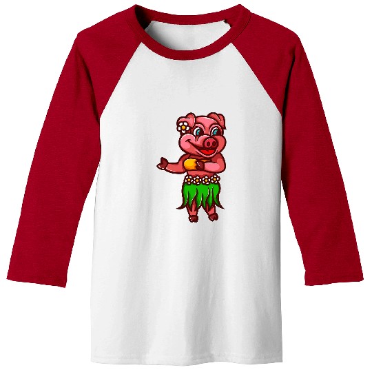 Pig Pet Cool Hawaiian Luau Pig Funny Boar Lover Hula Dancing Gift 3 Baseball Tees