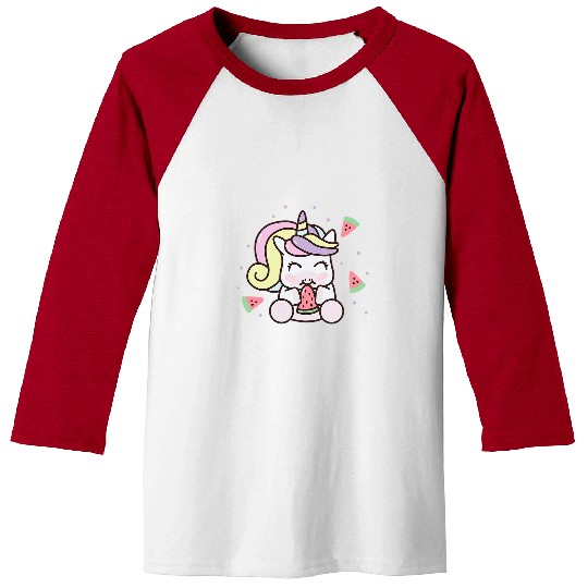 Unicorn Pet Kawaii Watermelon Unicorn Summer Fruit Melons Lover Girls Baseball Tees