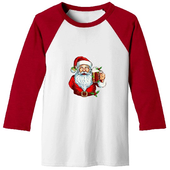 Beer Fun Bad Santa Claus Beer Mug Funny Beer Drinking Christmas Baseball Tees
