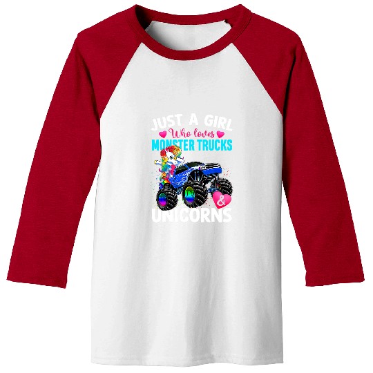 Unicorn Pet Just A Girl Who Loves Monster Trucks Unicorn Party Baseball Tees
