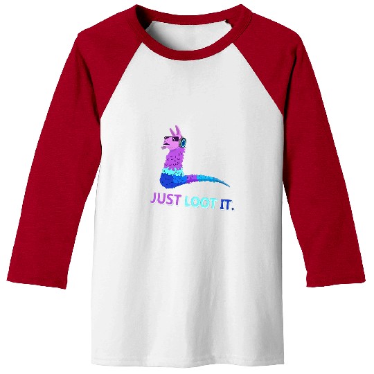 Llama Pet Just Loot It Llama Outfit for Youth Teen Gamers Baseball Tees