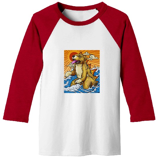 Pitbull Pet Dog Kaiju Giant Pitbull Monster Funny Baseball Tees
