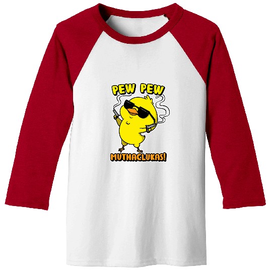 Chicken Pet Pew Pew Muthacluckas Women Men Baseball Tees