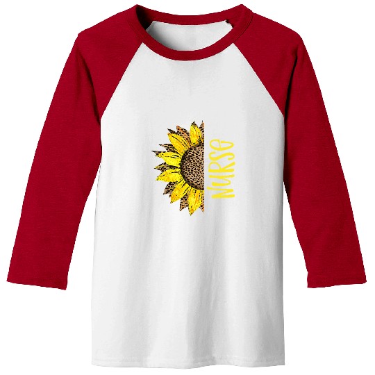 nurses Job Leopard Print Cheetah and Yellow Half Sunflower Baseball Tees