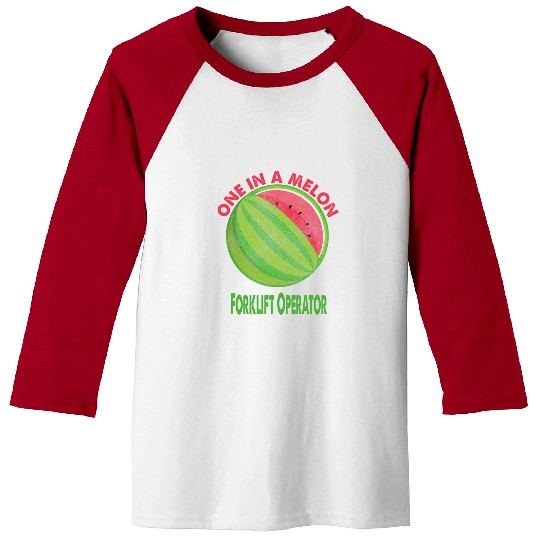 Forklift Fun One in a Melon Forklift Operator Watermelon Retirement Baseball Tees