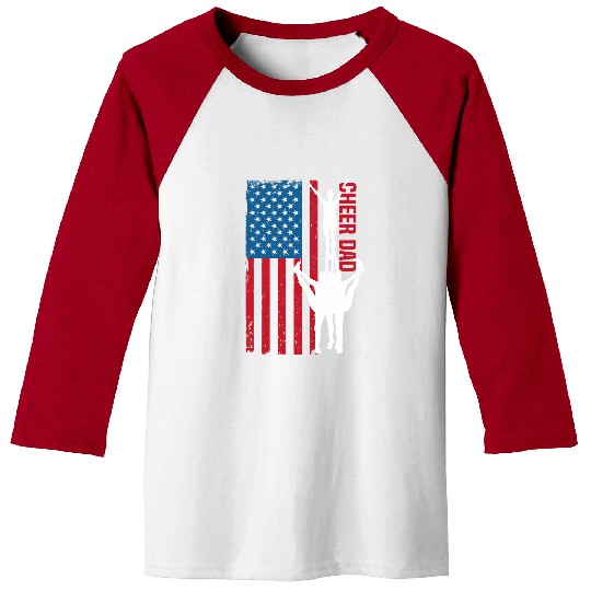 Patriotic American Flag Cheer Dad for Fathers Coachs Pride Baseball Tees