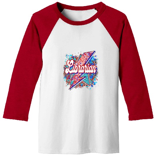 Book Fun Leopard Lightning Bolt Librarian Teacher Book School Library Baseball Tees