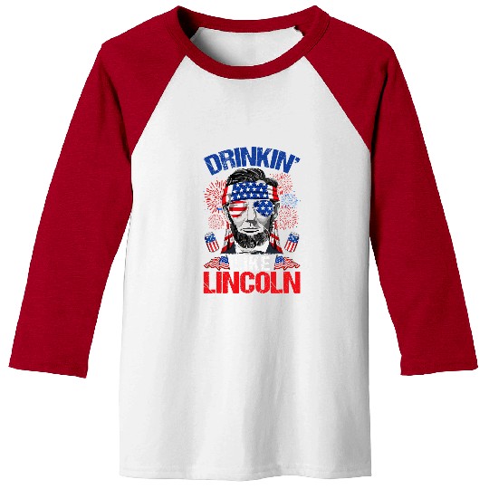 Beer Fun 4th of july drinkin like abraham lincoln merica beer lovers 2 Baseball Tees