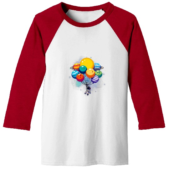 Astronaut Job Child Astronaut Holding Planet Balloons Boys Girls Stem Baseball Tees